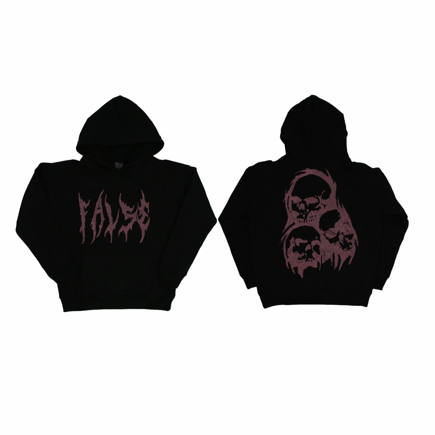 Purple False “3 HEADED SKULL” Rhinestone Hoodie